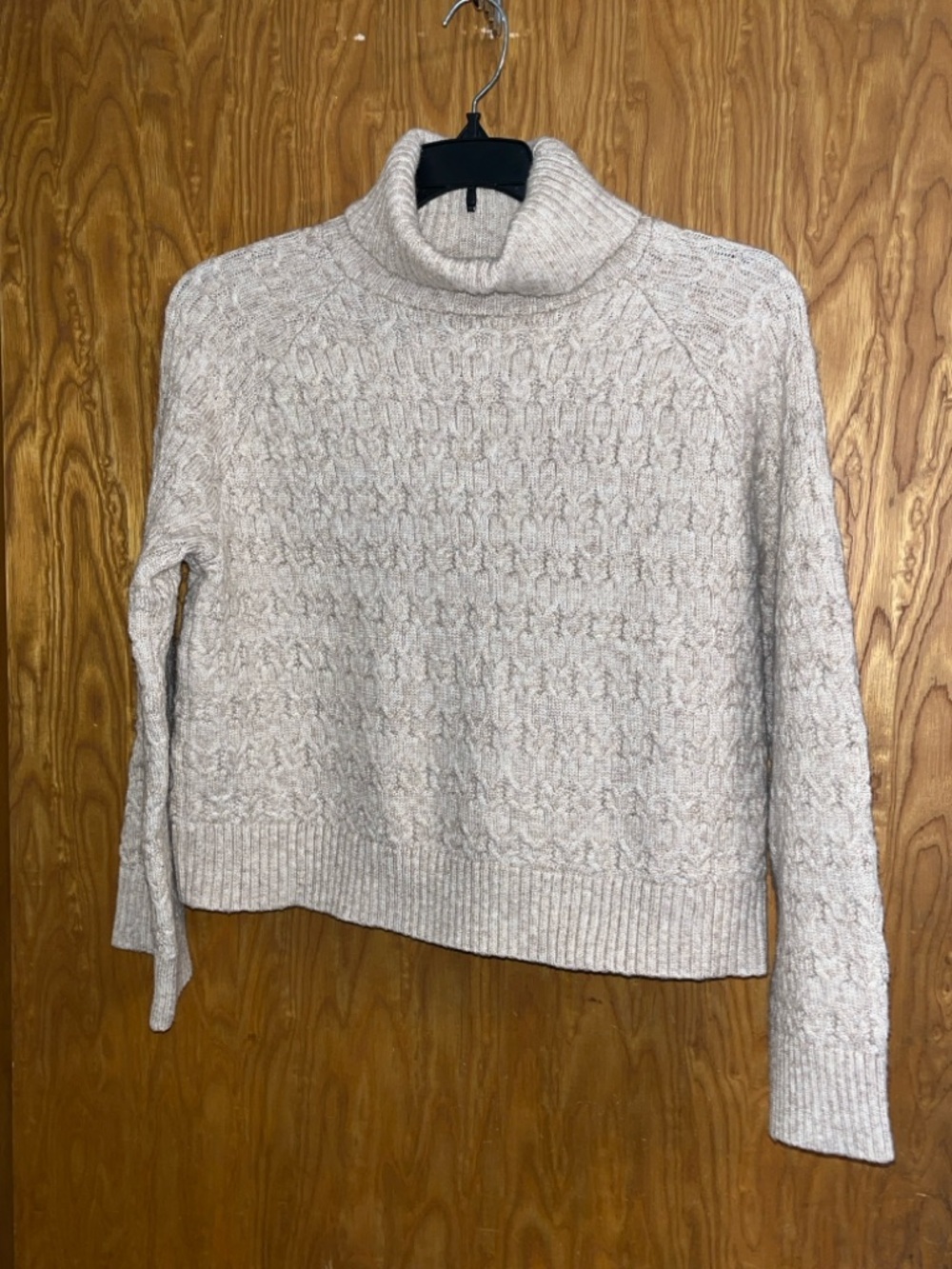 Women's Cream Cable-Knit Turtleneck Sweater